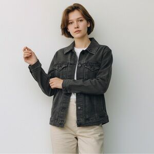 Y2K LEVI’S TRUCKER JACKET Black Washed Denim Stretchy Black Tab Women’s 1X VGC